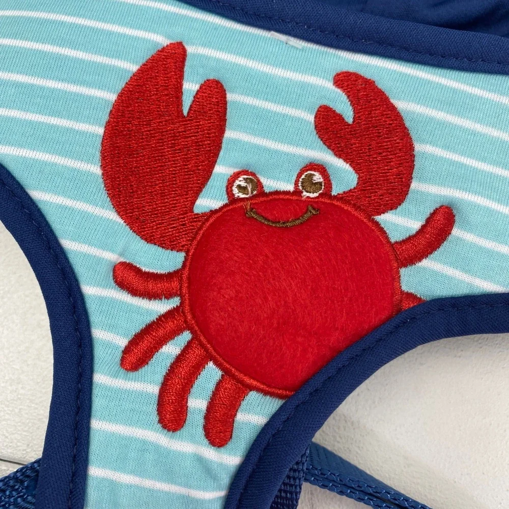 Martha‎ Stewart Pets Hooded Dog Harness Medium Blue Stripe Crab Nautical Puppy